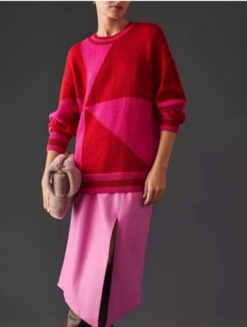 MOTHER The Easy Drop Jumper Colorblock Alpaca Wool Blend Sweater Size Large